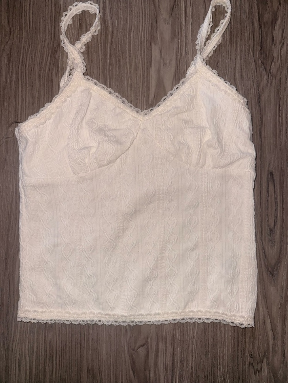 No Boundaries White Lace-Trim Camisole